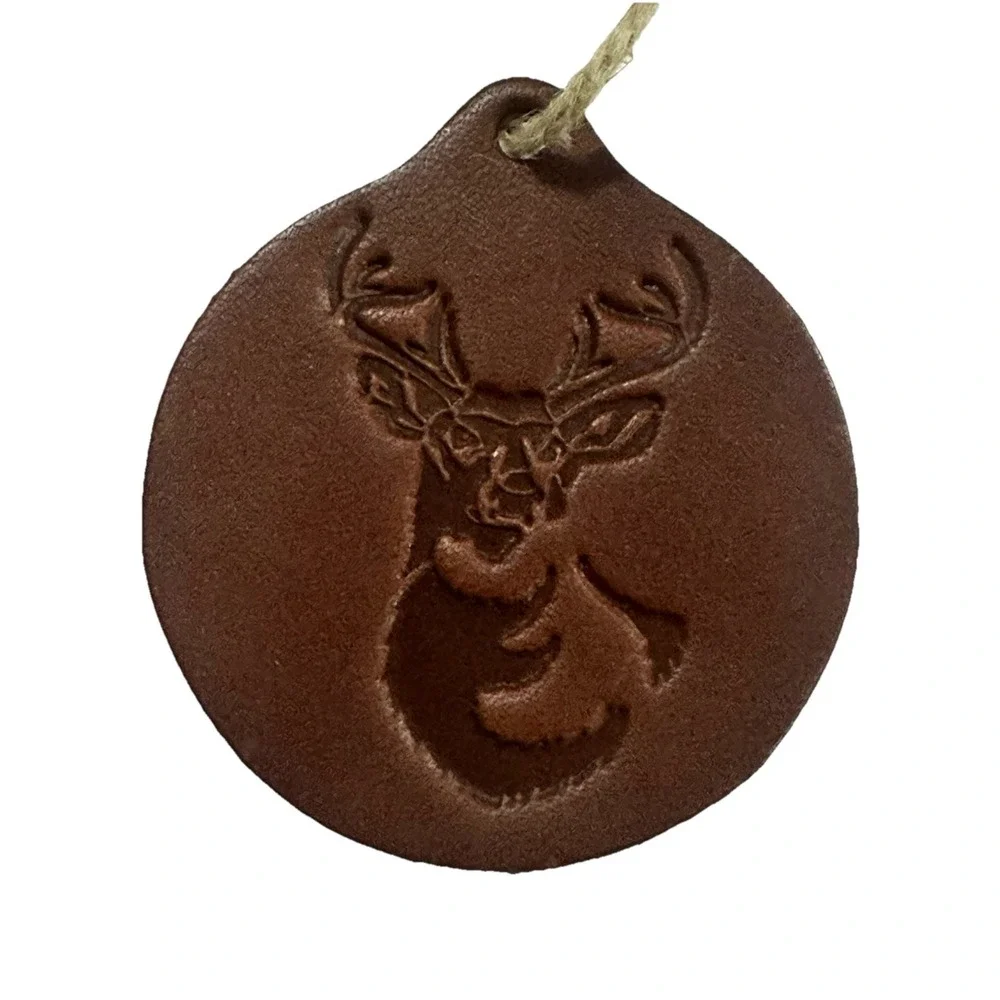 Embossed Leather Ornaments Set Of 4 Sportsman Outdoors Hunting Masculine Gift Ta